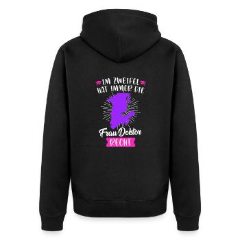Frau Doktor 2022 Promotion promoviert Doktorin - Unisex Premium Bio Zip Hoodie - Schwarz - Hinten - Nico (187cm)