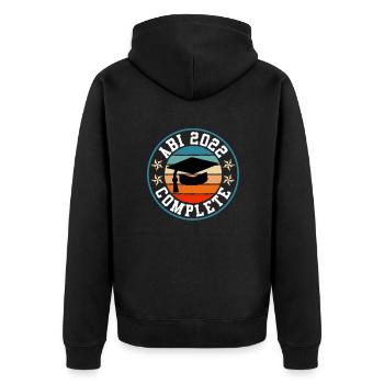 Abiturient 2022 Abitur complete Abi 2022 - Unisex Premium Bio Zip Hoodie - Schwarz - Hinten - Nico (187cm)