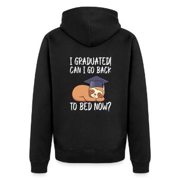 High School Graduation back to bed? Senior 2022 - Unisex Premium Bio Zip Hoodie - Schwarz - Hinten - Nico (187cm)