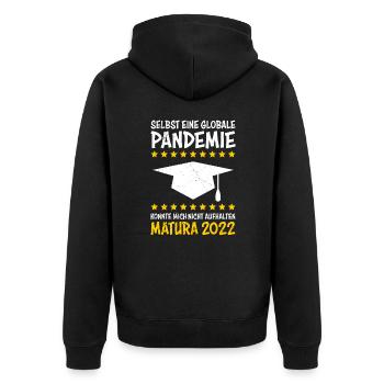Matura 2022 Pandemie Maturant Matura - Unisex Premium Bio Zip Hoodie - Schwarz - Hinten - Nico (187cm)
