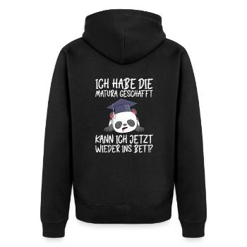 Matura geschafft kann ich jetzt ins Bett Matura - Unisex Premium Bio Zip Hoodie - Schwarz - Hinten - Nico (187cm)