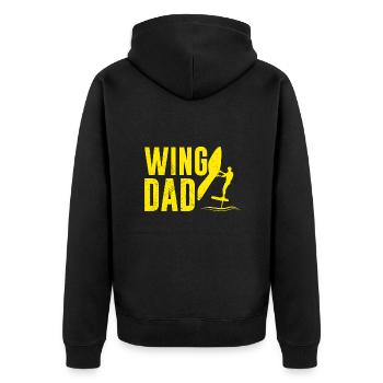 Wing Dad Wing Surf Wing Foil - Unisex Premium Bio Zip Hoodie - Schwarz - Hinten - Nico (187cm)