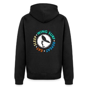 Eat Sleep Wing Surf Repeat Wing Foil - Unisex Premium Organic Zip Hoodie - black - Back - Nico (187cm)