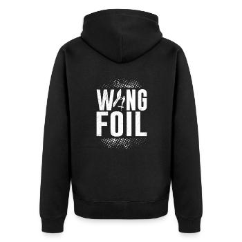Wing Foil WIng Surf - Unisex Premium Organic Zip Hoodie - black - Back - Nico (187cm)