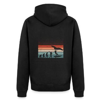 Retro Wing Foil Wing Surfer - Unisex Premium Bio Zip Hoodie - Schwarz - Hinten - Nico (187cm)