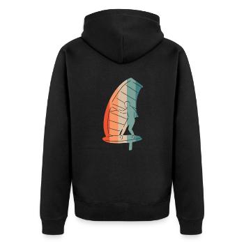 Wing Surf Wing Foil - Unisex Premium Bio Zip Hoodie - Schwarz - Hinten - Nico (187cm)