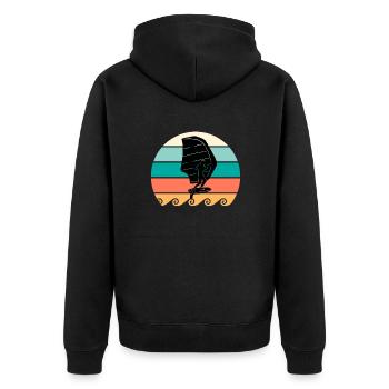 Vintage Wing Foil Wing Surfer - Unisex Premium Bio Zip Hoodie - Schwarz - Hinten - Nico (187cm)