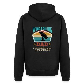 Cool Wing Surfing Dad Wing Foil Wingfoil - Unisex Premium Bio Zip Hoodie - Schwarz - Hinten - Nico (187cm)
