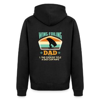Cool Wing Surfing Dad Wing Foil Wingfoil - Unisex Premium Bio Zip Hoodie - Schwarz - Hinten - Nico (187cm)