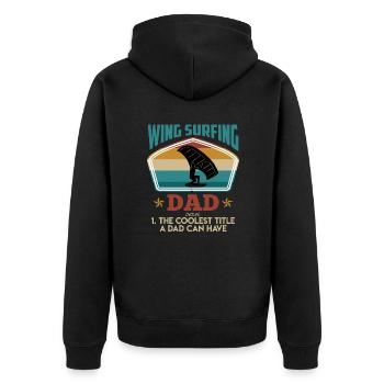Cool Wing Surfing Dad Wing Foil Wingfoil - Unisex Premium Bio Zip Hoodie - Schwarz - Hinten - Nico (187cm)