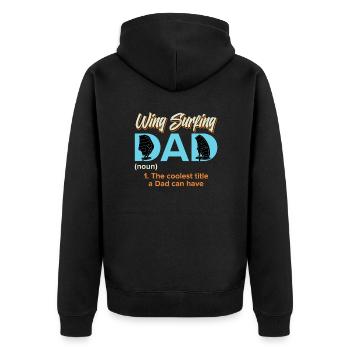 Wing Foiling Dad Wing Surf Wing Foil - Unisex Premium Bio Zip Hoodie - Schwarz - Hinten - Nico (187cm)