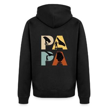 Wing Foil Papa Wing Surf Dad Wing Foil - Unisex Premium Bio Zip Hoodie - Schwarz - Hinten - Nico (187cm)