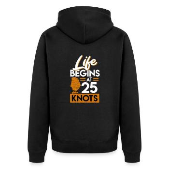 Wing Foil begins at 25 Knots Wing Surf - Unisex Premium Organic Zip Hoodie - black - Back - Nico (187cm)