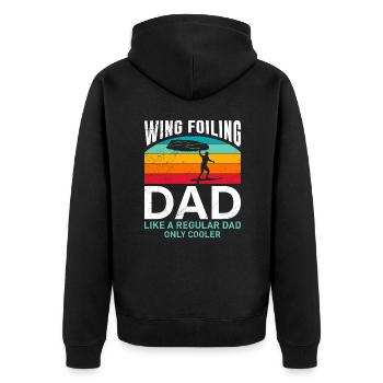 Wing Foiling Papa comme normal mais cool Wing Surf - Veste à capuche bio Premium Unisexe - noir - Dos - Nico (187cm)