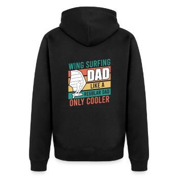 Wing Surfing Dad Wing Foil Papa Vatertag - Unisex Premium Bio Zip Hoodie - Schwarz - Hinten - Nico (187cm)