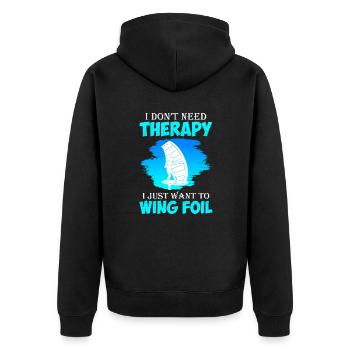 No therapy only Wing Foilen Wingfoil - Unisex Premium Organic Zip Hoodie - black - Back - Nico (187cm)