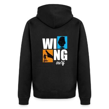 Wing Surf Wingfoil Wingsurf Retro - Unisex Premium Organic Zip Hoodie - black - Back - Nico (187cm)