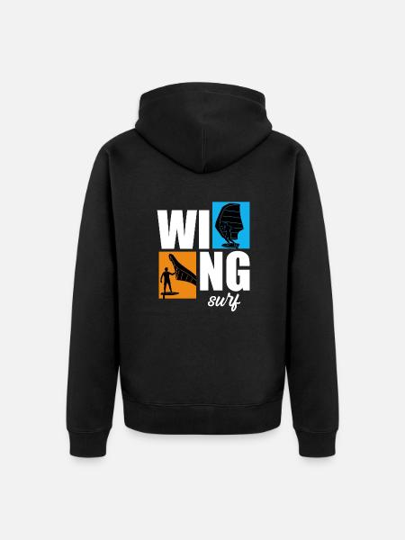 Wing Surf Wingfoil Wingsurf Rétro - Veste à capuche bio Premium Unisexe - noir
