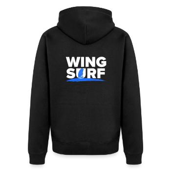 Wing Surf Wing Foil Wingsurf - Unisex Premium Bio Zip Hoodie - Schwarz - Hinten - Nico (187cm)