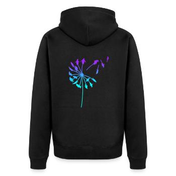 Pinguin Pusteblume Löwenzahn moderne Kunst - Unisex Premium Bio Zip Hoodie - Schwarz - Hinten - Nico (187cm)