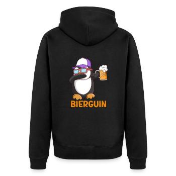 Beerguin Bier Pinguin Party Festival - Unisex Premium Bio Zip Hoodie - Schwarz - Hinten - Nico (187cm)