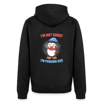Nicht klein nur Pinguin Größe Penguin Size - Unisex Premium Bio Zip Hoodie - Schwarz - Hinten - Nico (187cm)