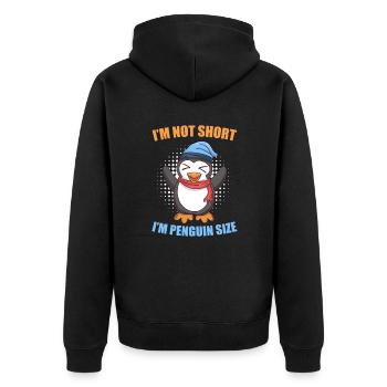 Nicht klein nur Pinguin Größe Penguin Size - Unisex Premium Bio Zip Hoodie - Schwarz - Hinten - Nico (187cm)