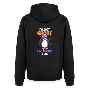 Not Short I am Penguin Size Little Friend Penguin - Unisex Premium Organic Zip Hoodie - black - Back - Nico (187cm)
