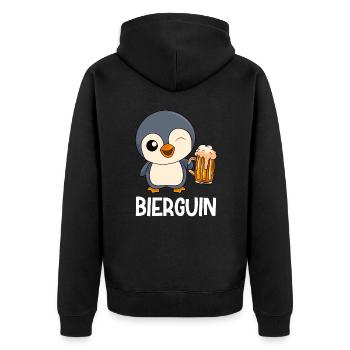 Bierguin Bier Pinguin Männer Bier Vatertag - Unisex Premium Bio Zip Hoodie - Schwarz - Hinten - Nico (187cm)