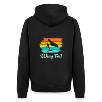 Wing Foil - Unisex Premium Bio Zip Hoodie - Schwarz - Hinten - Nico (187cm)