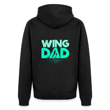 Wing Dad Wing Surf Wing Foil - Unisex Premium Bio Zip Hoodie - Schwarz - Hinten - Nico (187cm)