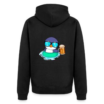 Sommer Pinguin Bier Biertrinker Männer - Unisex Premium Bio Zip Hoodie - Schwarz - Hinten - Nico (187cm)