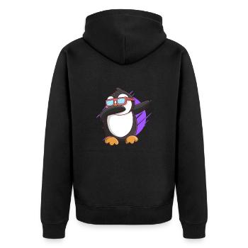 Dabbing Pinguin Kinder - Unisex Premium Bio Zip Hoodie - Schwarz - Hinten - Nico (187cm)