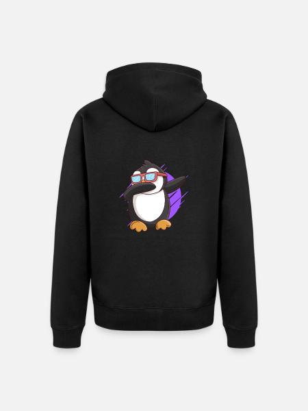 Dabbing Penguin Kids - Unisex Premium Organic Zip Hoodie - black