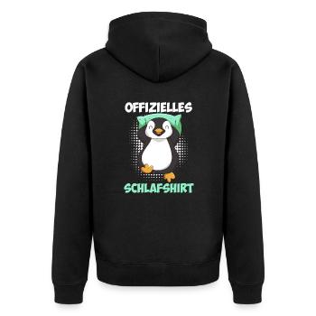 Pinguin Schlafshirt offizielles Schlaf - Unisex Premium Bio Zip Hoodie - Schwarz - Hinten - Nico (187cm)