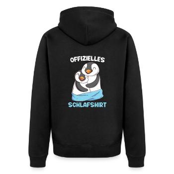 Offizielles Pingui Schlafshirt Schlaf Shirt - Unisex Premium Bio Zip Hoodie - Schwarz - Hinten - Nico (187cm)