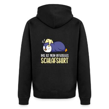 Pinguin Schlafshirt offizielles Schlafshirt - Unisex Premium Bio Zip Hoodie - Schwarz - Hinten - Nico (187cm)