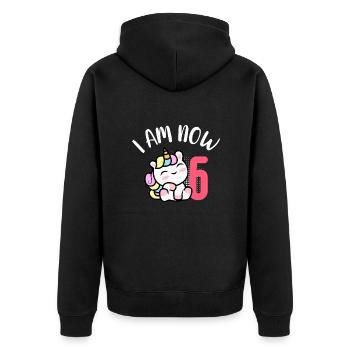 Ich bin jetzt 6 Jahre Geburtstag 6. Geburtstag - Unisex Premium Bio Zip Hoodie - Schwarz - Hinten - Nico (187cm)