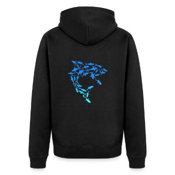 Essaim de requins Sauvez les requins - Veste à capuche bio Premium Unisexe - noir - Dos - Nico (187cm)