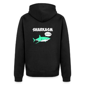 Sharkasm Sarcasme Requin Ironie Végétarien - Veste à capuche bio Premium Unisexe - noir - Dos - Nico (187cm)