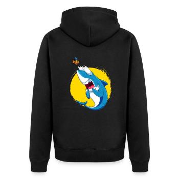 Shark with fear of sharks Shark fear funny shark - Unisex Premium Organic Zip Hoodie - black - Back - Nico (187cm)