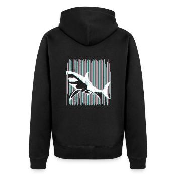 Hai weißer Hai Taucher Meeresbiologe - Unisex Premium Bio Zip Hoodie - Schwarz - Hinten - Nico (187cm)