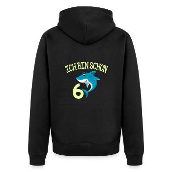 6. Geburtstag 6 Jahre Kindergeburtstag Junge - Unisex Premium Bio Zip Hoodie - Schwarz - Hinten - Nico (187cm)