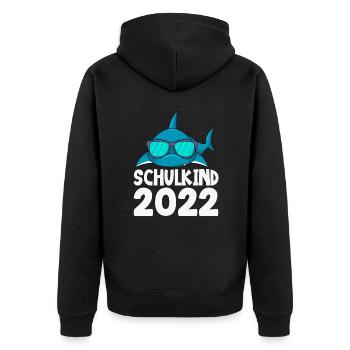 Schulkind 2022 Einschulung Junge - Unisex Premium Bio Zip Hoodie - Schwarz - Hinten - Nico (187cm)