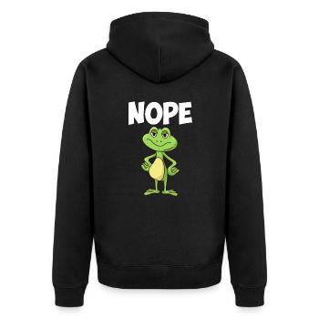 Nope! Humor Frog Sarcasm Simply no - Unisex Premium Organic Zip Hoodie - black - Back - Nico (187cm)