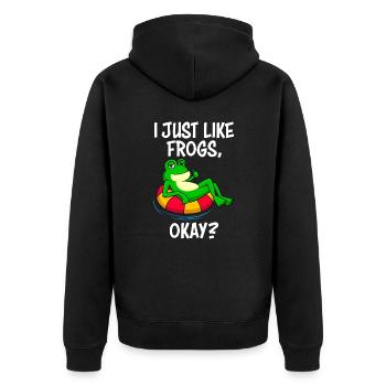 J’aime juste les grenouilles, d’accord? Ventilateur de grenouille - Veste à capuche bio Premium Unisexe - noir - Dos - Nico (187cm)