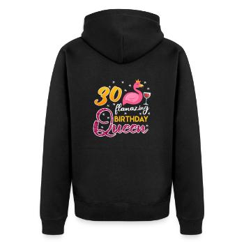 30th Birthday Ladies 30 Years Flamazing Flamingo - Unisex Premium Organic Zip Hoodie - black - Back - Nico (187cm)