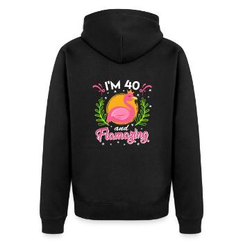 40th birthday 40 years Flamazing Ladies Flamingo - Unisex Premium Organic Zip Hoodie - black - Back - Nico (187cm)