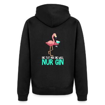 Die will nur Gin trinken Gin Trinkern - Unisex Premium Bio Zip Hoodie - Schwarz - Hinten - Nico (187cm)