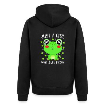 Just a girl who loves Frogs Girl loves frog - Unisex Premium Organic Zip Hoodie - black - Back - Nico (187cm)